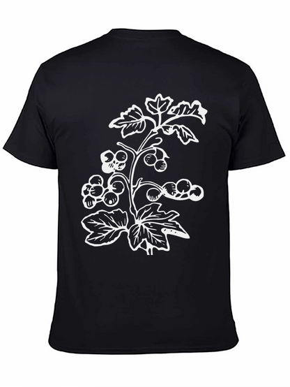 Botanical Print Black T-Shirt