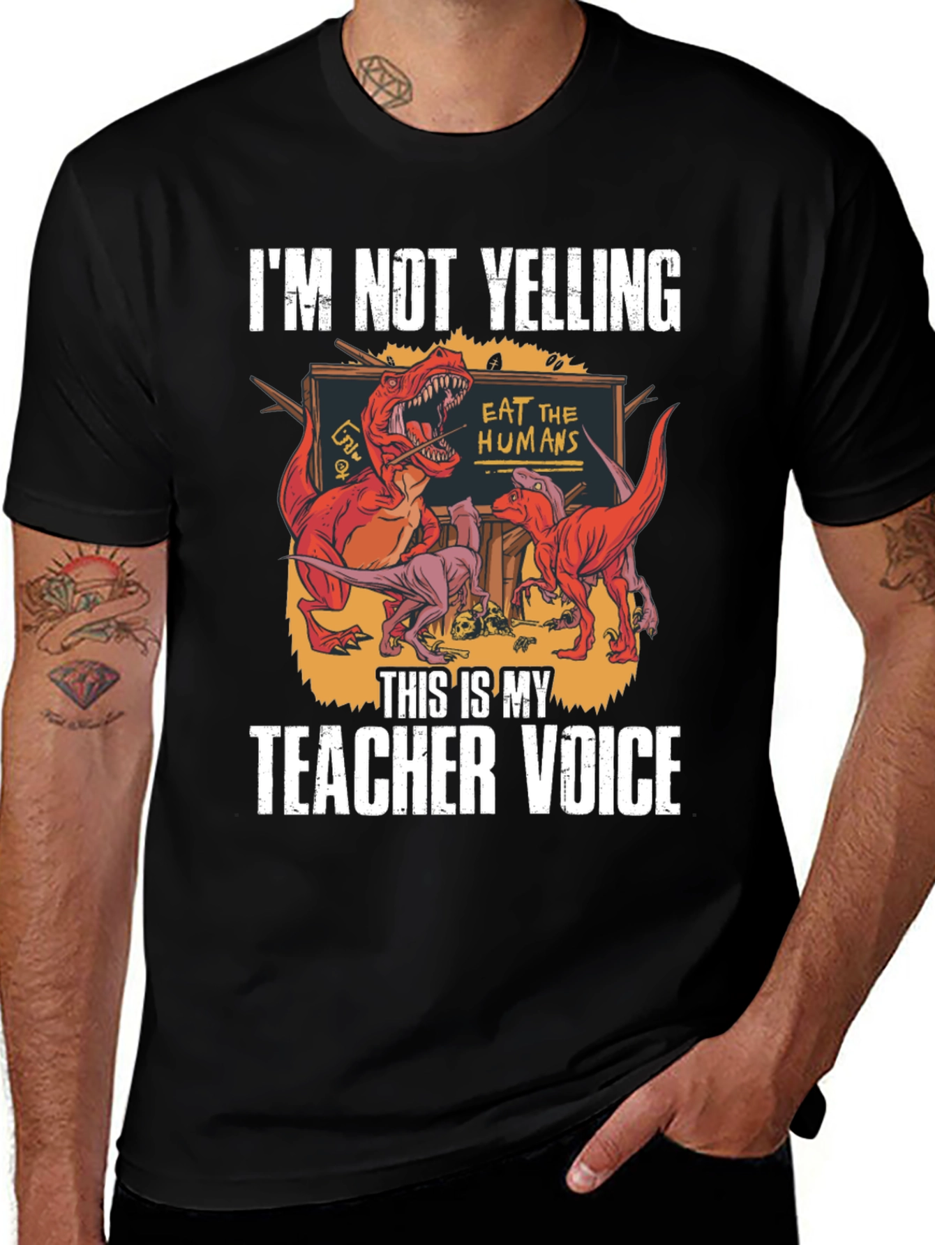 Teacher Voice Dinosaur Graphic T-Shirt