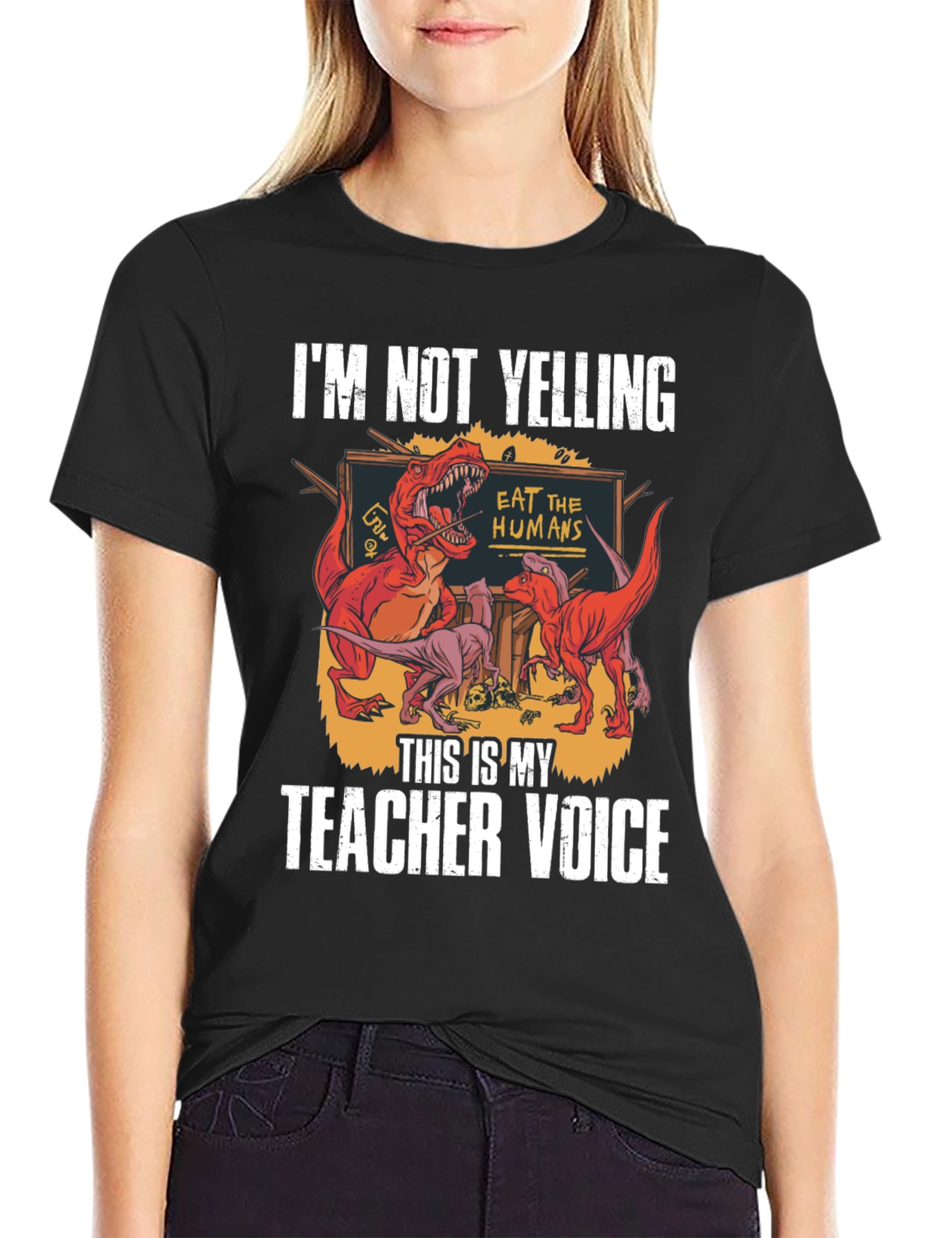Teacher Voice Dinosaur Graphic T-Shirt
