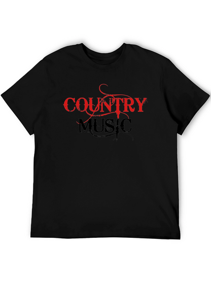 Country Music Graphic Tee - Black Cotton Shirt