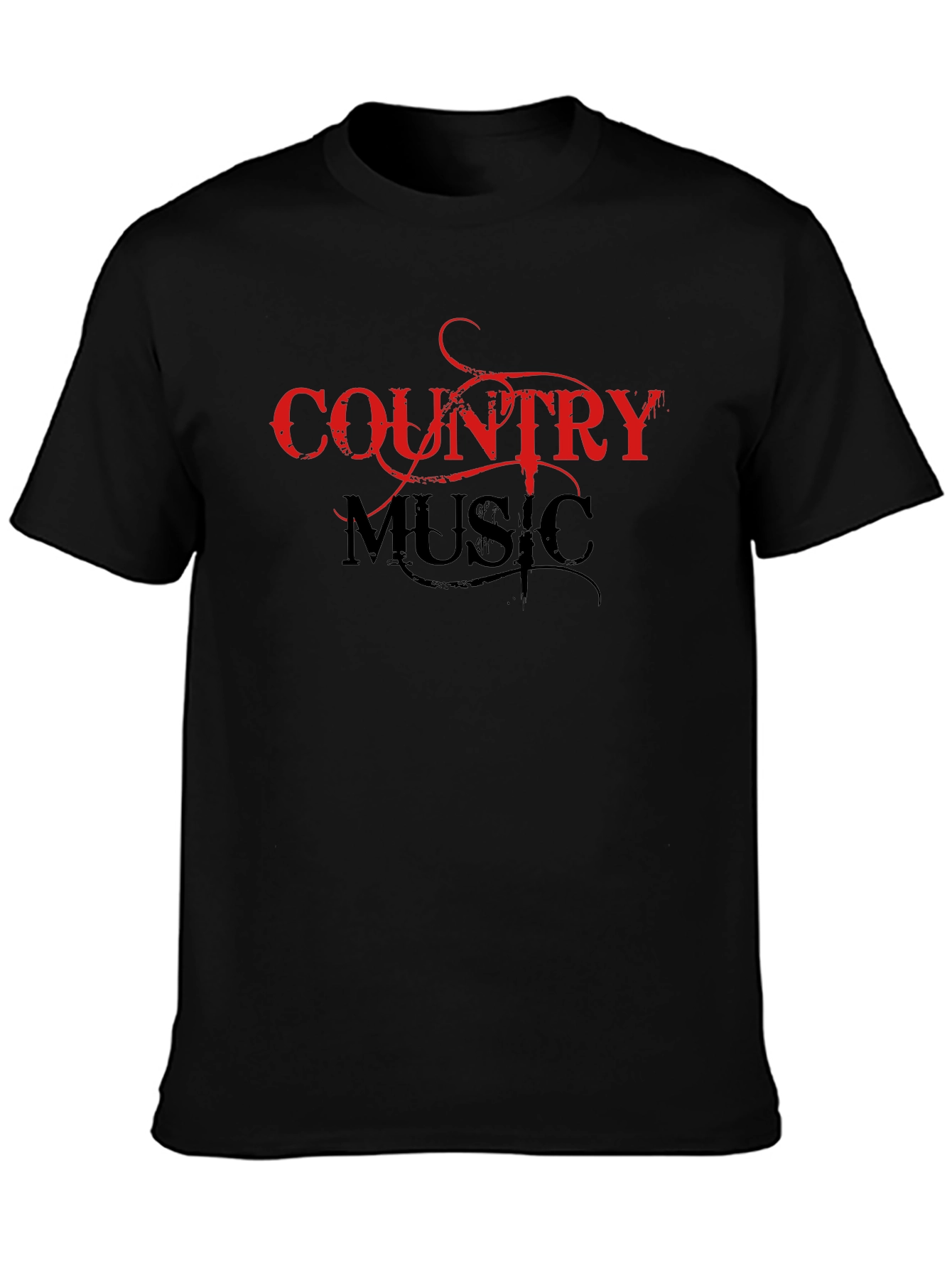 Country Music Graphic Tee - Black Cotton Shirt