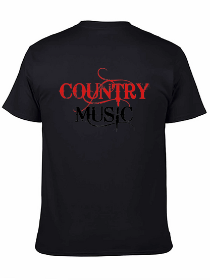 Country Music Graphic Tee - Black Cotton Shirt