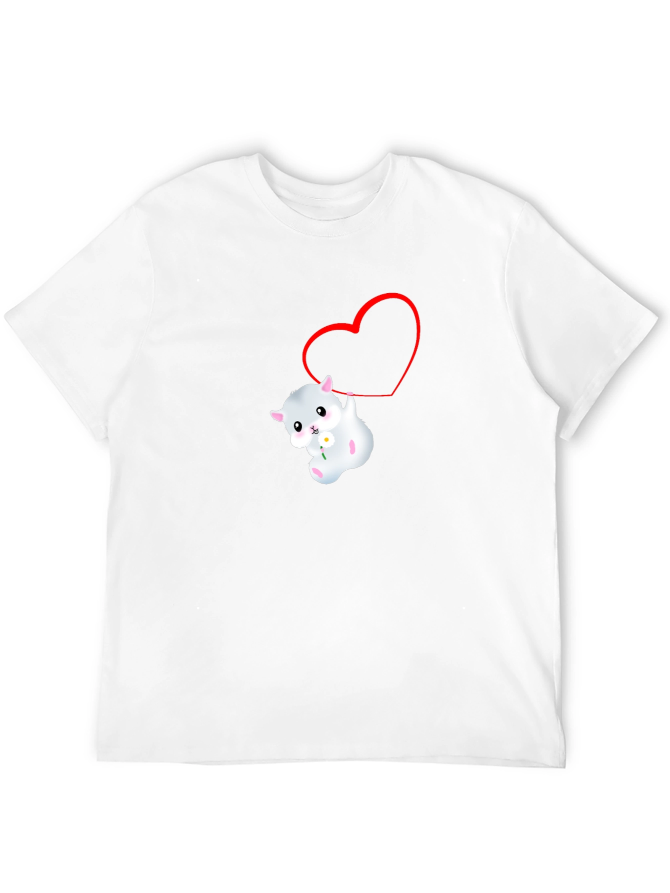 Cute Hamster Heart Graphic Black T-Shirt