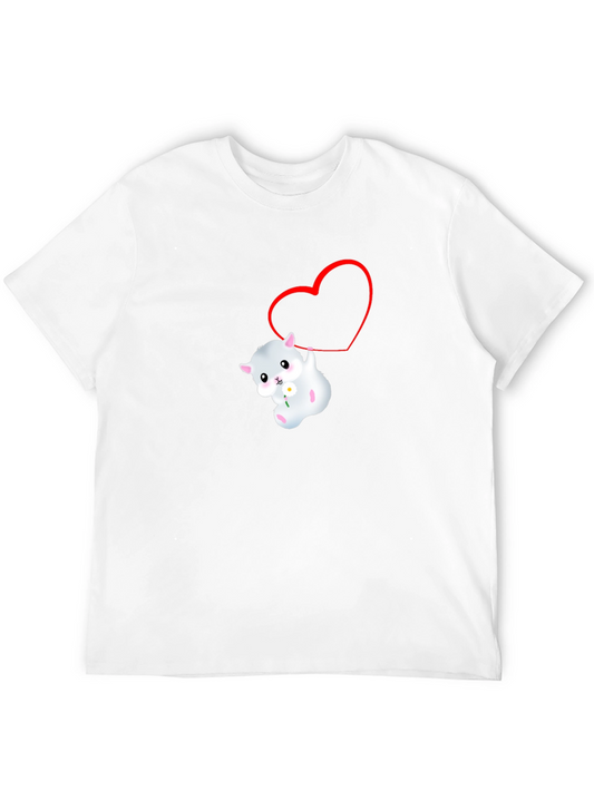 Cute Hamster Heart Graphic Black T-Shirt