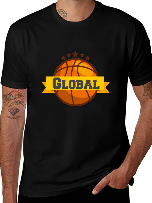 Global Basketball Graphic Tee - Black Casual T-Shirt