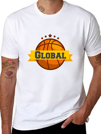 Global Basketball Graphic Tee - Black Casual T-Shirt