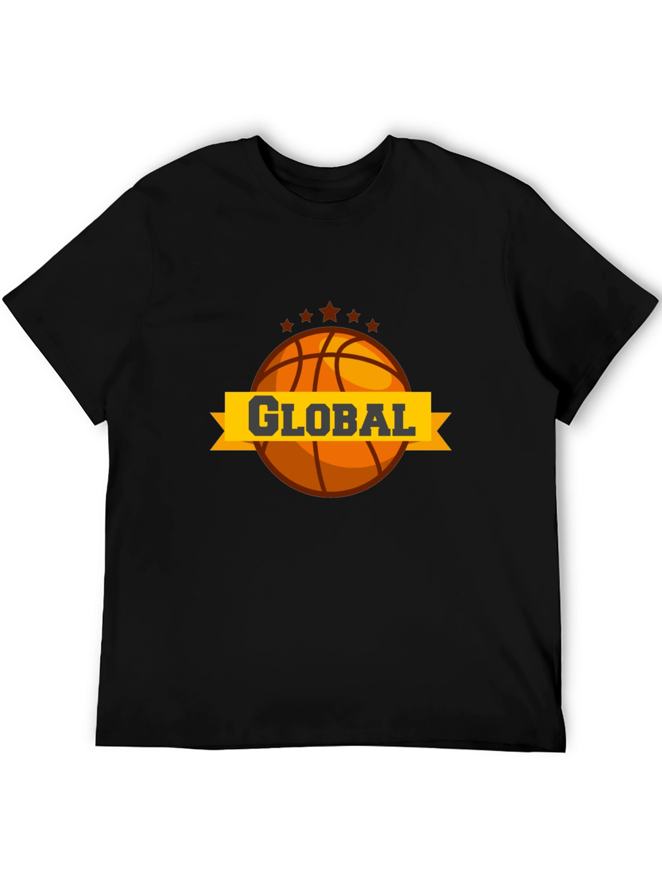 Global Basketball Graphic Tee - Black Casual T-Shirt