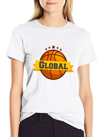 Global Basketball Graphic Tee - Black Casual T-Shirt