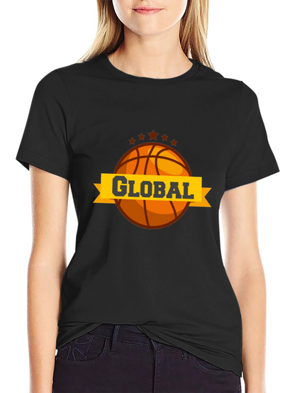 Global Basketball Graphic Tee - Black Casual T-Shirt