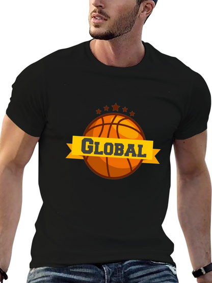 Global Basketball Graphic Tee - Black Casual T-Shirt