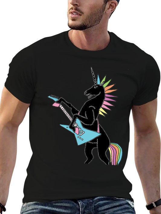 Unicorn Guitarist Graphic Tee - Black