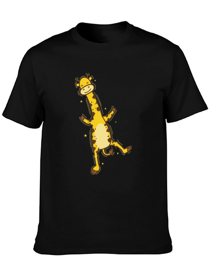 Fun Giraffe Graphic Tee - Black Cotton T-Shirt
