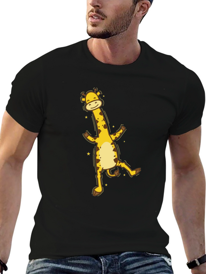 Fun Giraffe Graphic Tee - Black Cotton T-Shirt