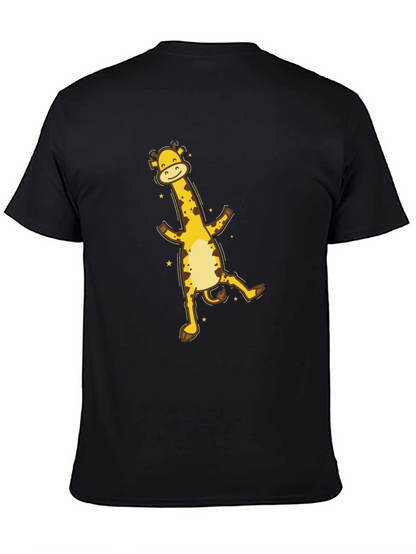 Fun Giraffe Graphic Tee - Black Cotton T-Shirt