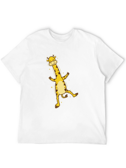 Fun Giraffe Graphic Tee - Black Cotton T-Shirt