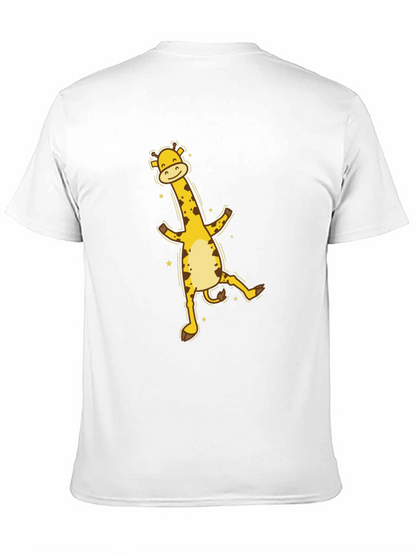 Fun Giraffe Graphic Tee - Black Cotton T-Shirt