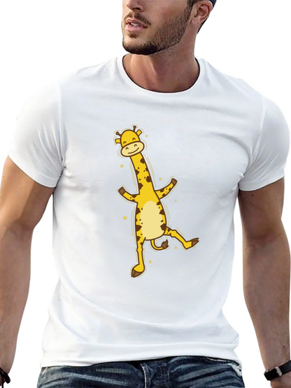 Fun Giraffe Graphic Tee - Black Cotton T-Shirt