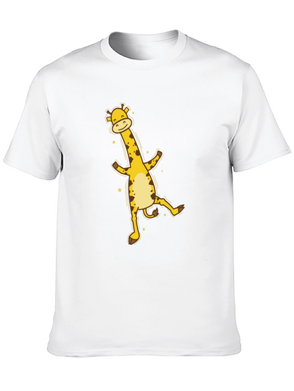 Fun Giraffe Graphic Tee - Black Cotton T-Shirt
