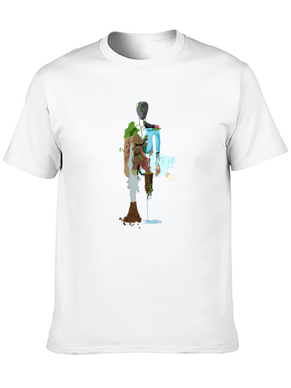 Nature Abstract Graphic Tee - Stylish Black T-Shirt