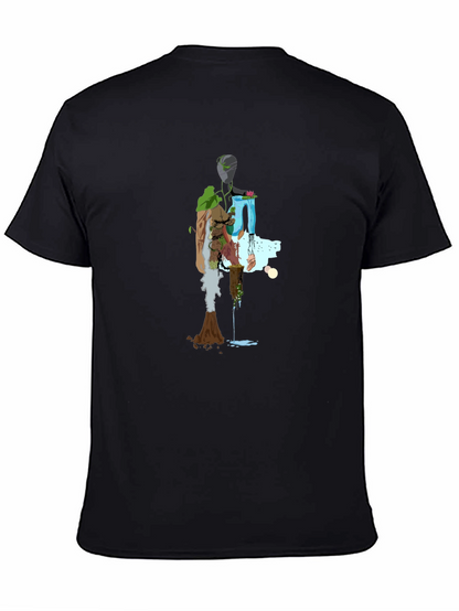 Nature Abstract Graphic Tee - Stylish Black T-Shirt