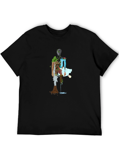 Nature Abstract Graphic Tee - Stylish Black T-Shirt