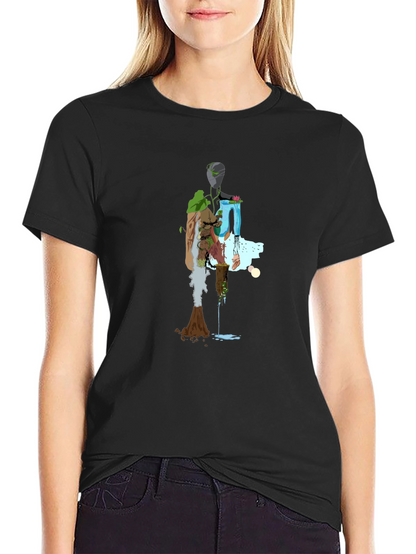 Nature Abstract Graphic Tee - Stylish Black T-Shirt