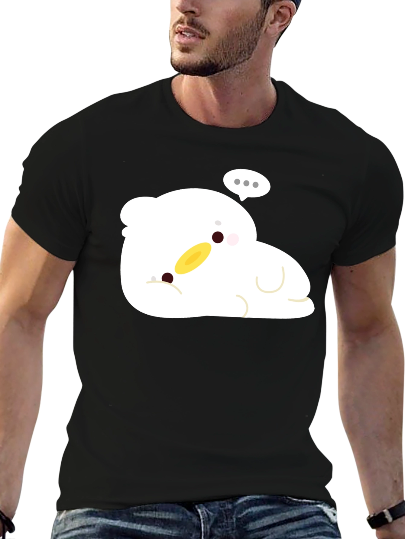 Cute Duck Cartoon Black T-Shirt