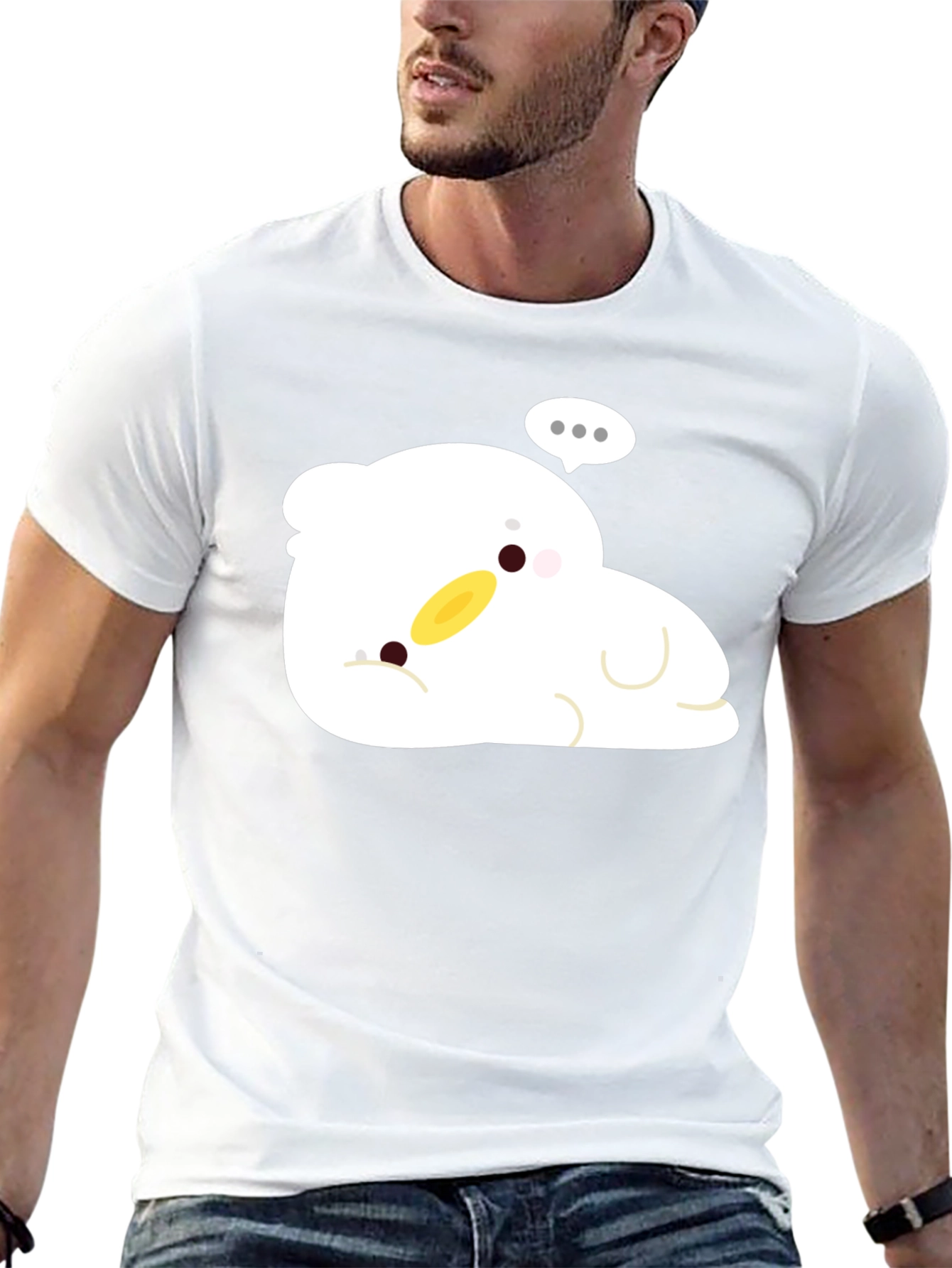 Cute Duck Cartoon Black T-Shirt