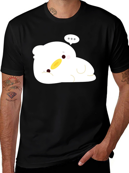 Cute Duck Cartoon Black T-Shirt
