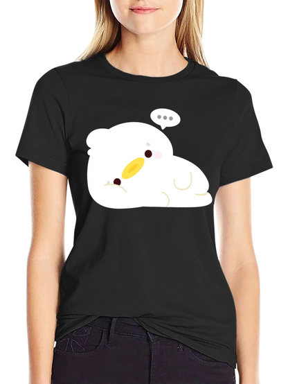 Cute Duck Cartoon Black T-Shirt