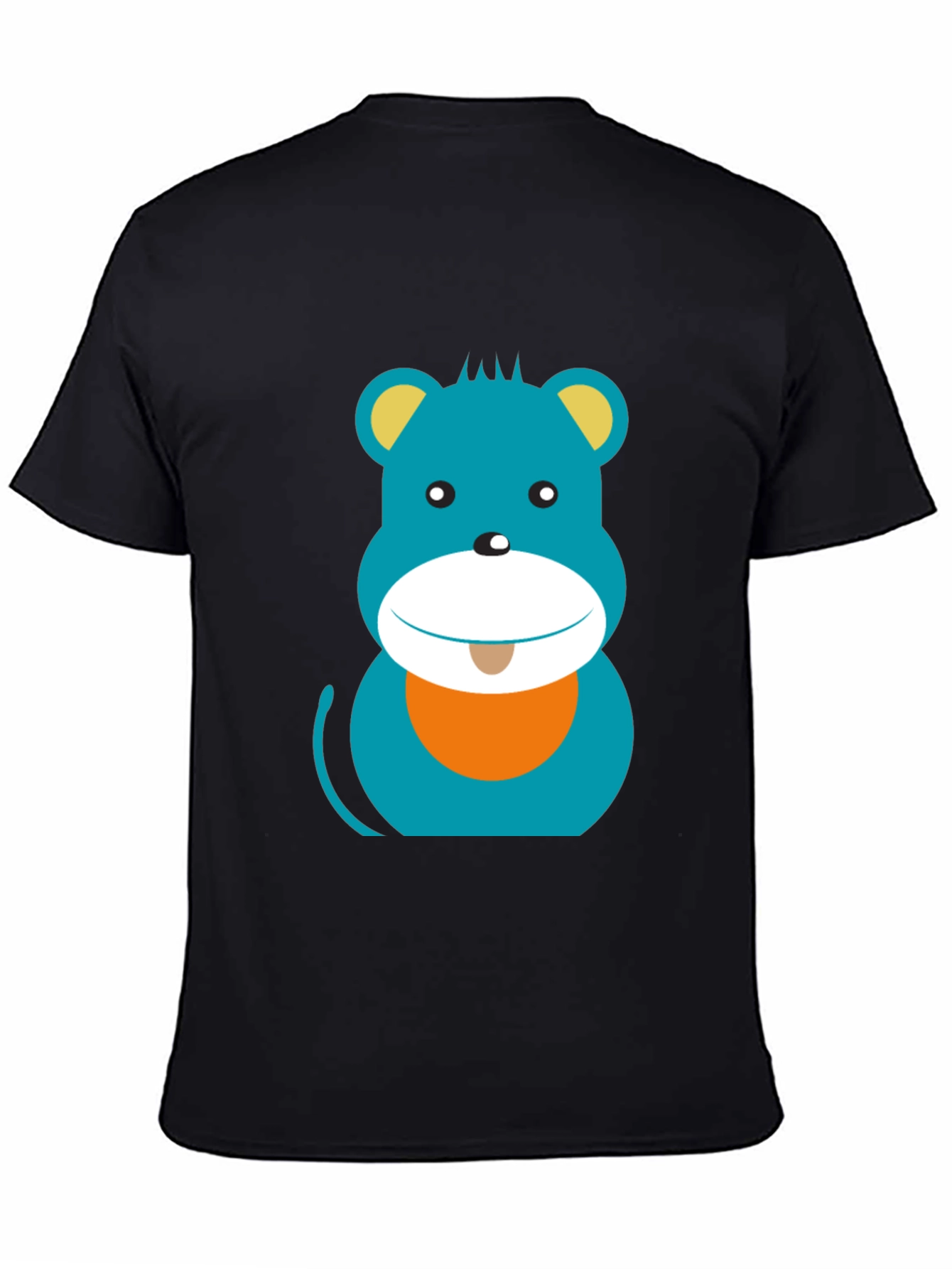 Cartoon Bear Graphic Print Black T-Shirt