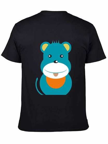 Cartoon Bear Graphic Print Black T-Shirt