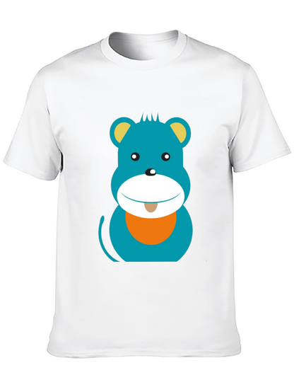 Cartoon Bear Graphic Print Black T-Shirt