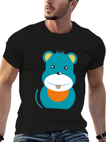 Cartoon Bear Graphic Print Black T-Shirt