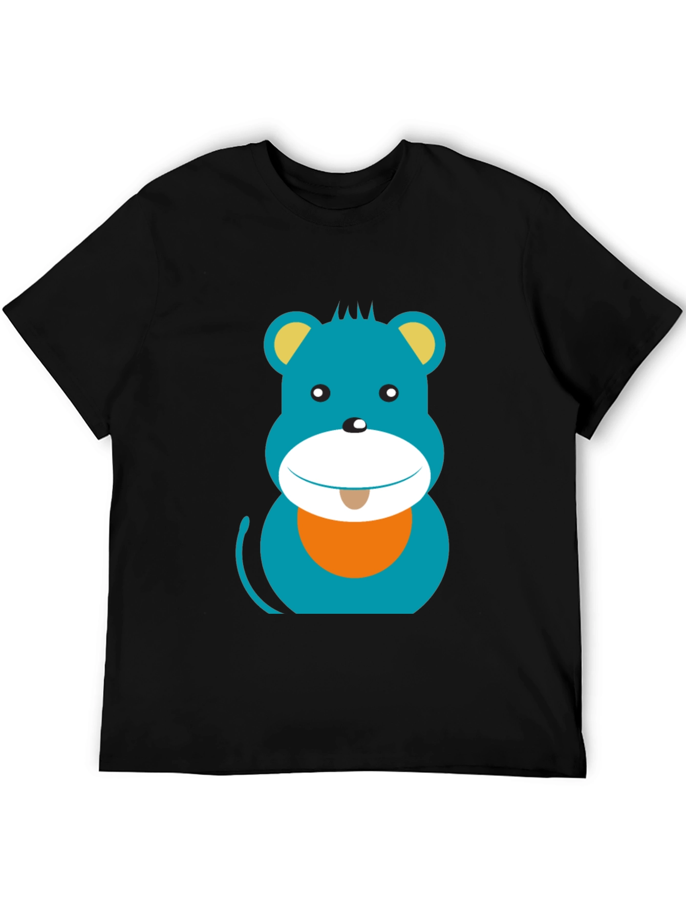 Cartoon Bear Graphic Print Black T-Shirt
