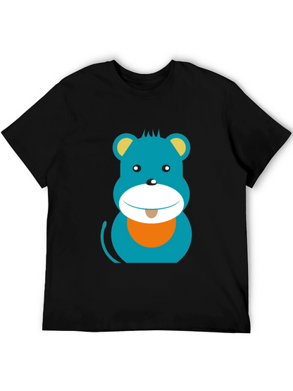 Cartoon Bear Graphic Print Black T-Shirt