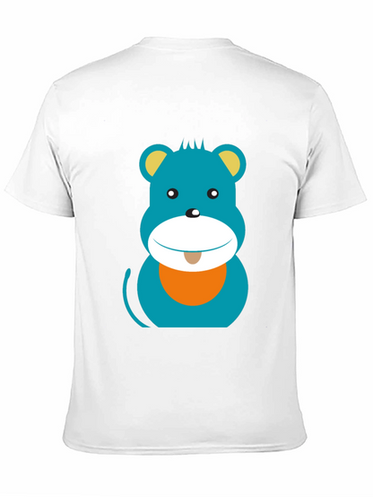 Cartoon Bear Graphic Print Black T-Shirt