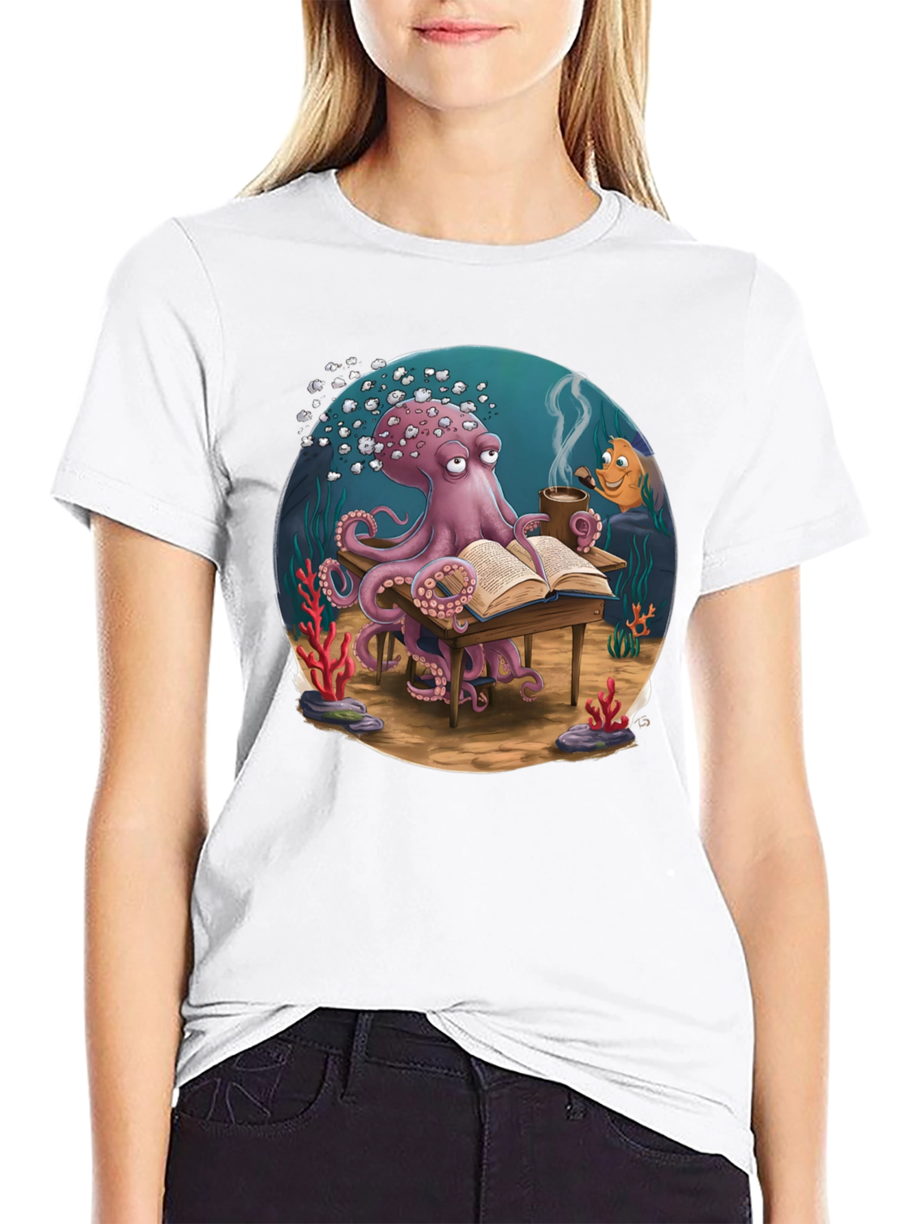 Octopus Reading T-Shirt