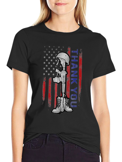 Thank You Battle Cross T-Shirt - Patriotic Tribute Tee