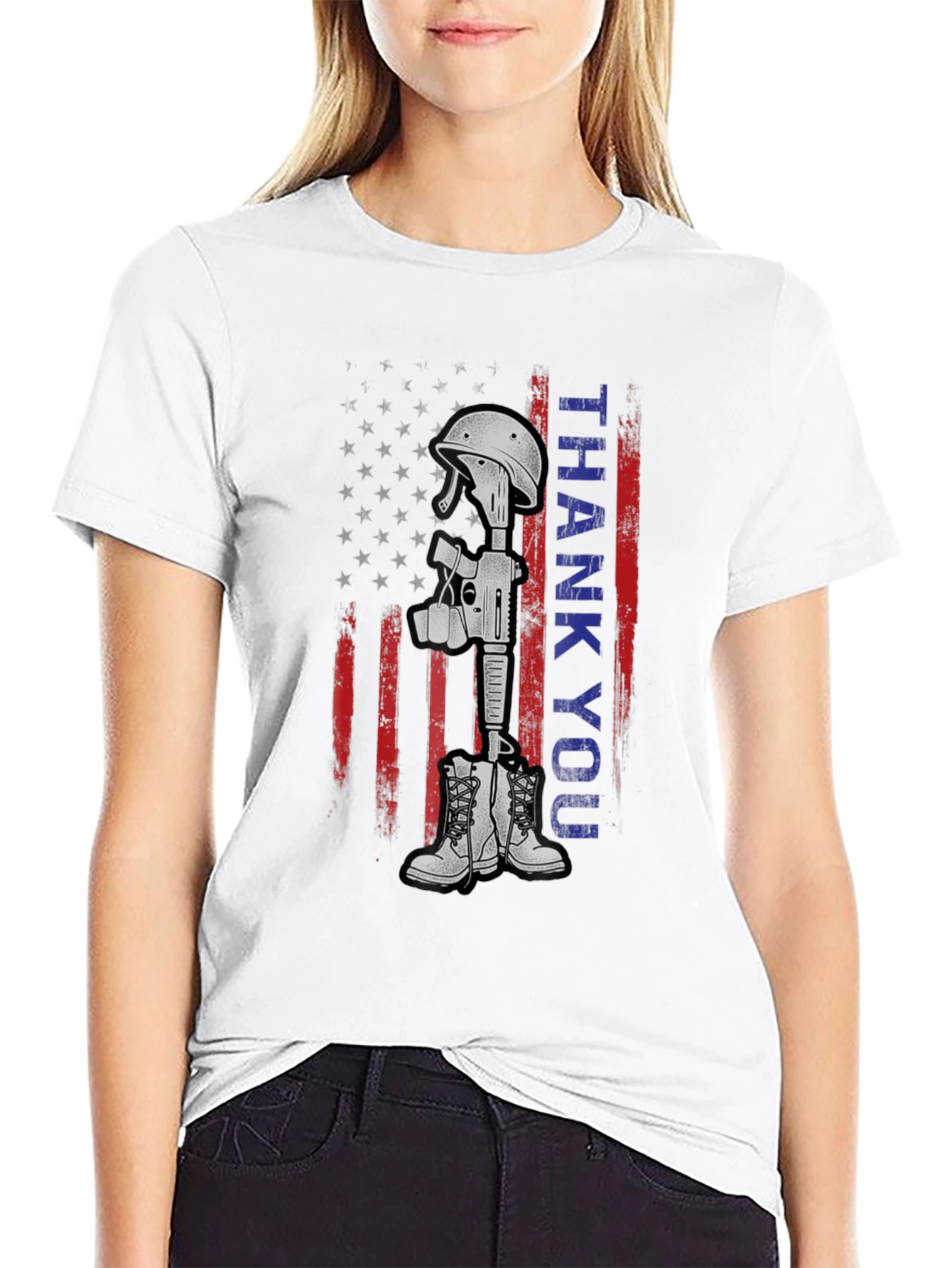 Thank You Battle Cross T-Shirt - Patriotic Tribute Tee