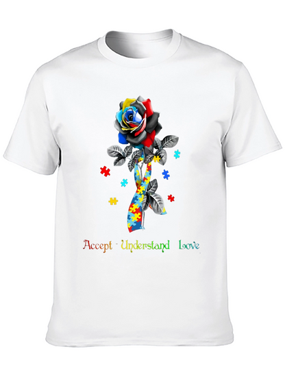 Autism Awareness Rose Graphic T-Shirt