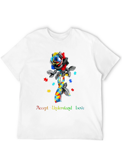 Autism Awareness Rose Graphic T-Shirt
