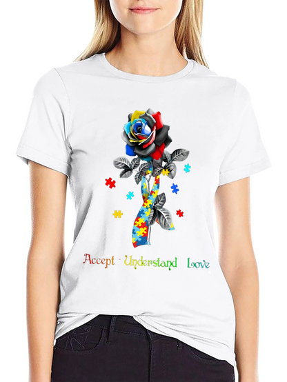 Autism Awareness Rose Graphic T-Shirt