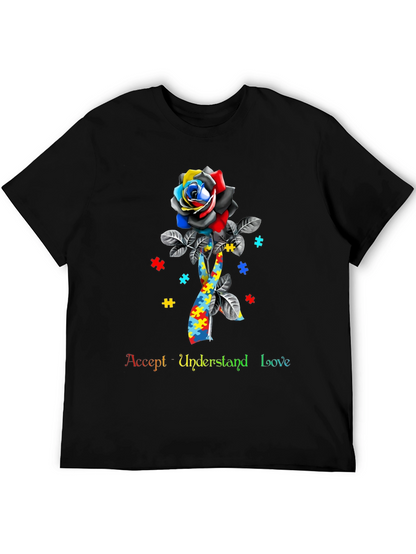 Autism Awareness Rose Graphic T-Shirt