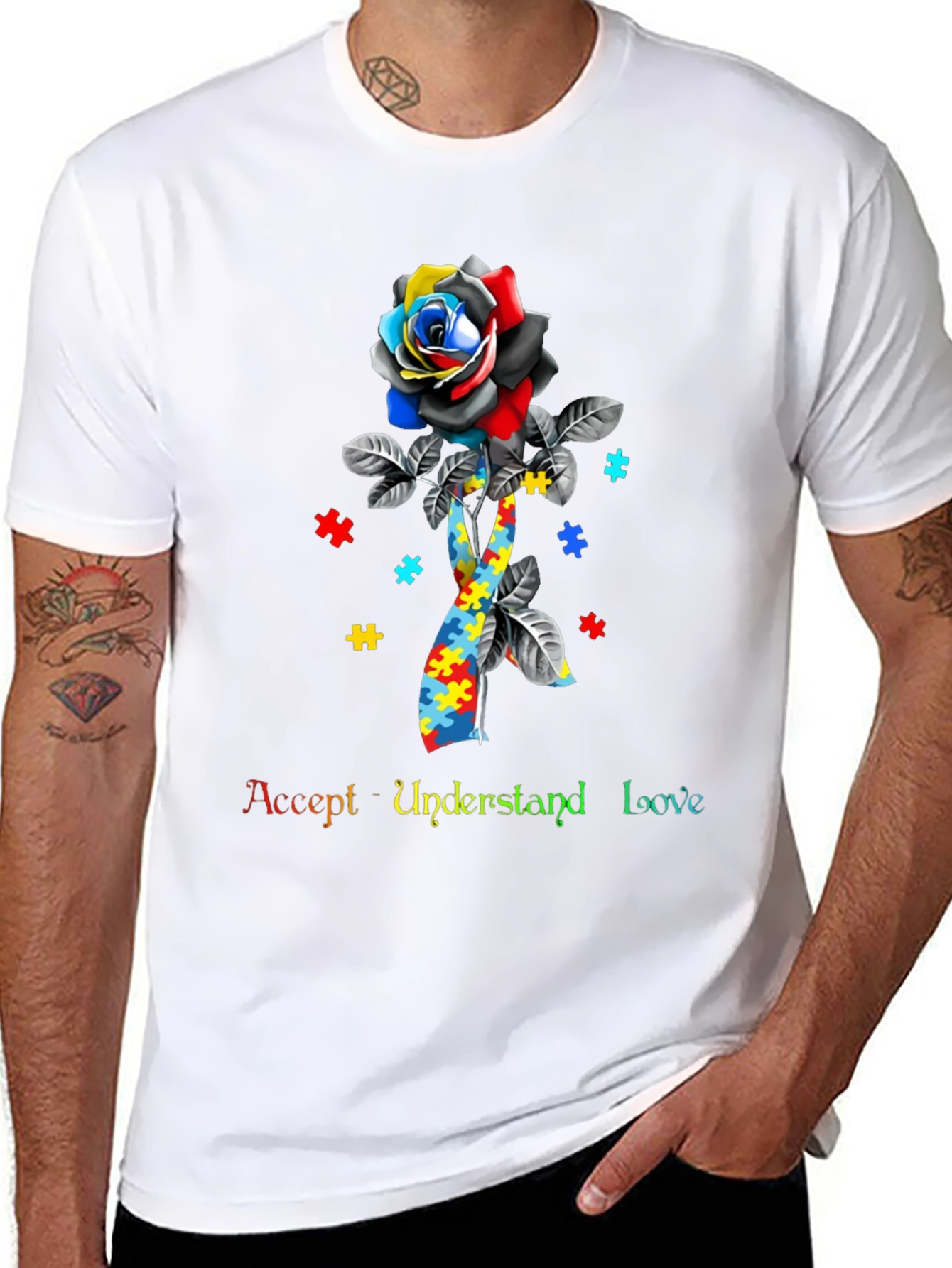 Autism Awareness Rose Graphic T-Shirt
