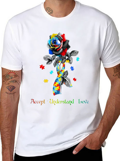 Autism Awareness Rose Graphic T-Shirt