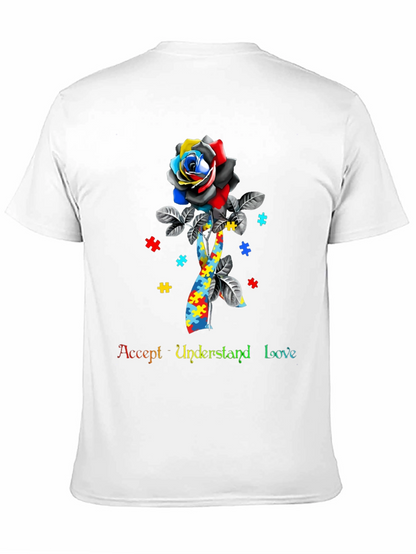 Autism Awareness Rose Graphic T-Shirt