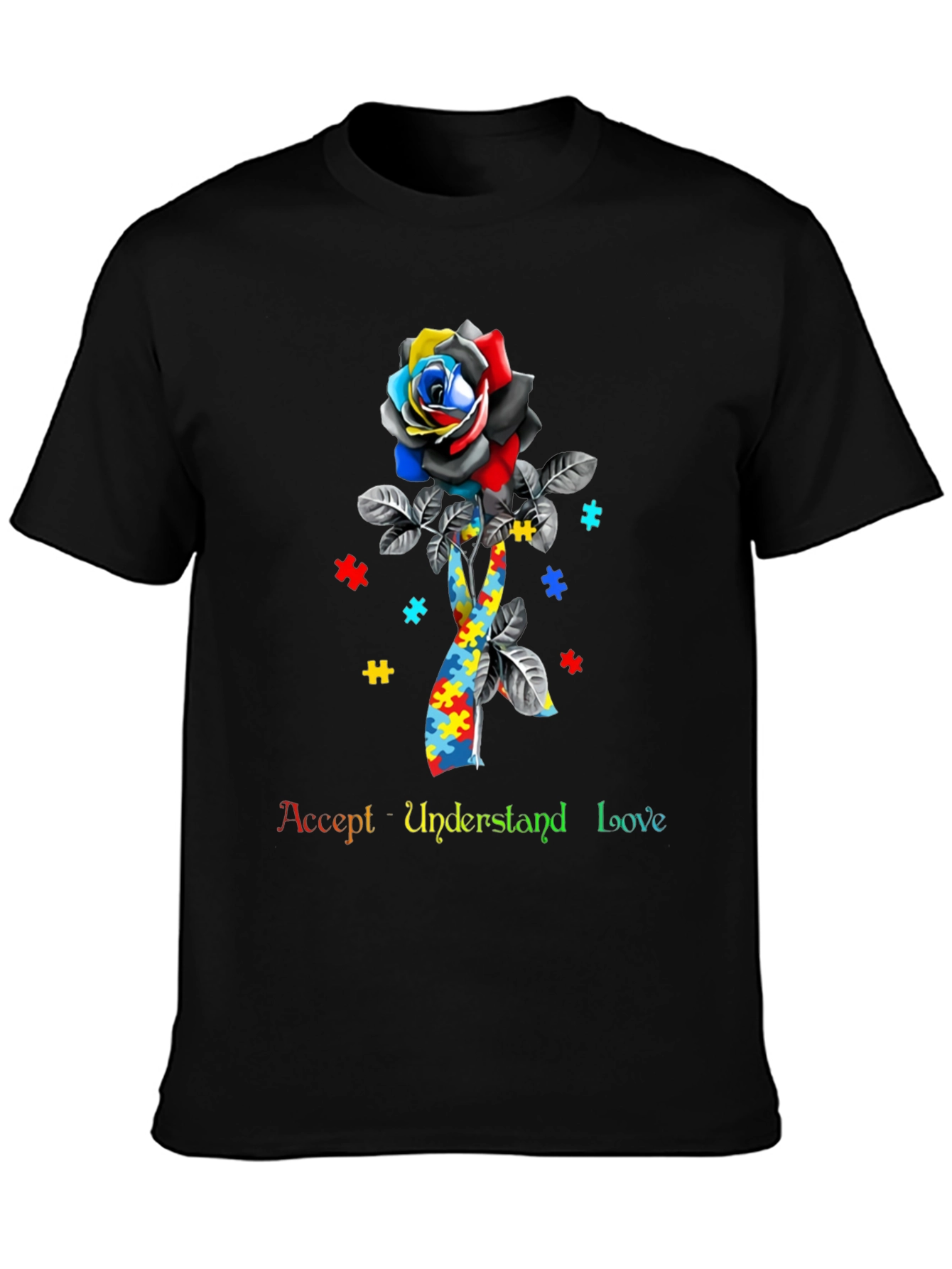 Autism Awareness Rose Graphic T-Shirt
