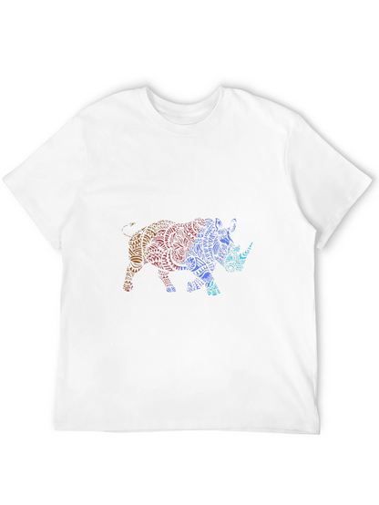 Stylish Rhino Graphic Tee - Mens Black T-Shirt