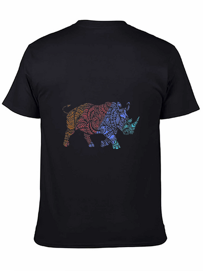 Stylish Rhino Graphic Tee - Mens Black T-Shirt